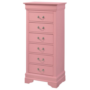 Louis Phillipe Pink 7 Drawer Chest of Drawers (22 in L. X 16 in W. X 51 in H.)