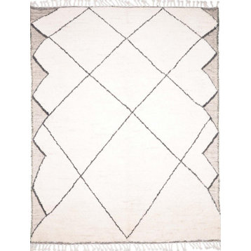 Oriental Rug Berber Maroccan Design 8'0"x6'6" Hand Knotted Carpet