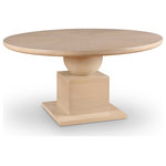 Meridian Furniture - Rishal Dining Table, Natural - Plan meals large and small around this handsome Rishal natural dining table. Destined to become a favorite gathering spot for family and friends alike, this pretty table garners oohs and aahs from every angle. Its rich natural finish, oak veneer, and mix of solid wood and MDF combine for durability and style. The reverse bevel edge top adds a touch of sophistication, complemented by the mid-century modern design of the artful columnar base with geometric inspiration.