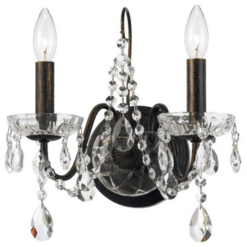 Butler 2 Light Clear Crystal English Bronze Sconce
