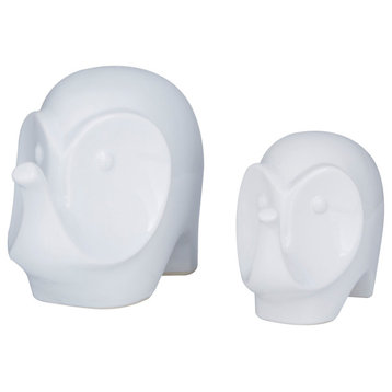 Set of 2 Stoneware Glam Sculptures, 7"x9"x4" 560168, White