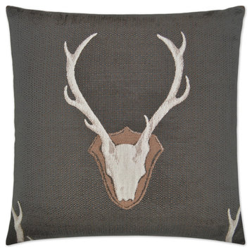 Uncle Buck Grey Feather Down Decorative Throw Pillow, 24x24