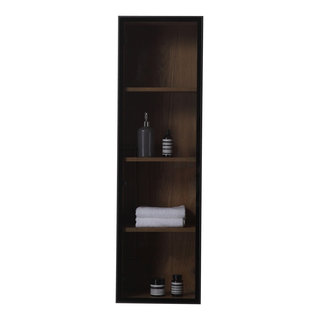 Luce 13 Dark Walnut/Glass Wall Mount Modern Bathroom Side Cabinet