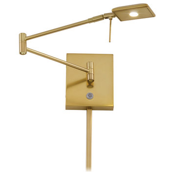 George Kovacs P4328 1 Light Led Swing Arm Wall Lamp, Chrome, Honey Gold