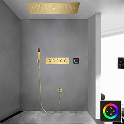 BathSelect Rainfall Musical Shower System With Hand Shower, Style B-Touch Panel Light - Showerheads And Body Sprays