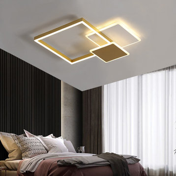 Luxury Square Acrylic LED Ceiling Light for Living Room, Kitchen, L15.7xw13.8xh2.8", Cool Light