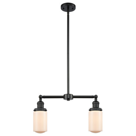 Dover 2-Light Chandelier, Matte Black, Matte White