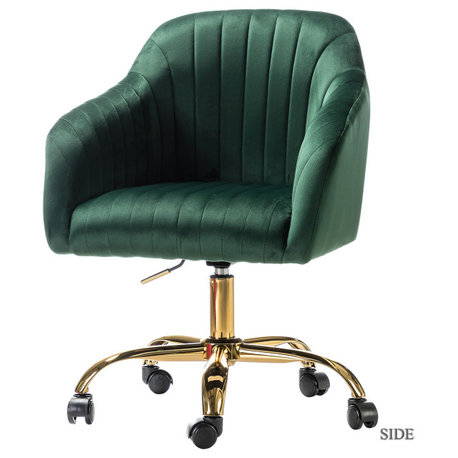 Swivel Rolling Task Chair With Tufted Back, Green