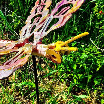Whimsical garden art sculptures