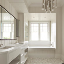 Shiplap and marble bathroom