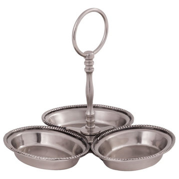 Elk Lighting Brass & Stainless Steel Three Bowl Stand, Antique Pewter