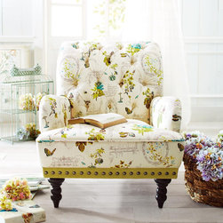 Chas Collection - Botany Green & Ivory Armchair - Armchairs And Accent Chairs