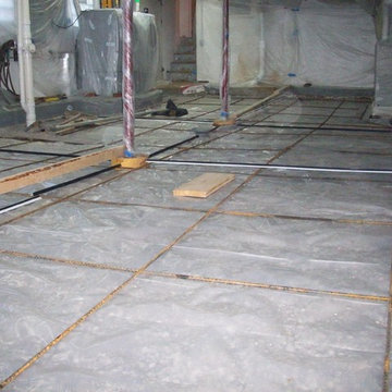 Clayton, Missouri Concrete Basement Floor Pour Area with Vapor Barrier and Rebar