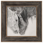 Uttermost - Uttermost Custom Black And White Horses Print - Rustic Charm Is Added To A Design With This Black And White Printed Photograph. The Transitional Animal Print Is Surrounded By A Distressed Wood And Metal Frame With Corrugated Style Ridges. A Distressed Black Finish And Gray Wash Adds Dimension To This Piece. This Print Is Placed Under Protective Glass.