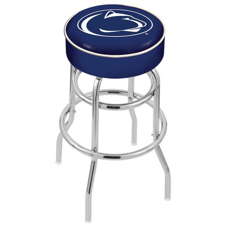 25 L7C1-4 Penn State Cushion Seat w/ Double-Ring Chrome Base Swivel Bar Stool