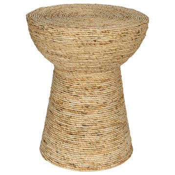 Coiled Corn Rope Round Accent Table, Natural, Natural