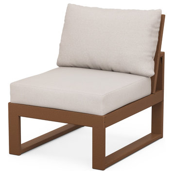 Modular Armless Chair, Teak/Dune Burlap