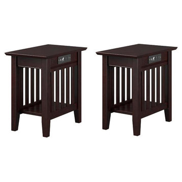 Home Square 2 Piece Mission Charger Chair Side Table Set in Espresso