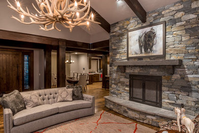 Inspiration for a rustic family room remodel in Other