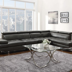 Coaster 503029 Piper Charcoal Sectional Sofa With Armless Chair - Living Room Furniture Sets
