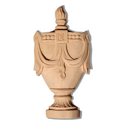 Inviting Home Inc. - Rockford Decorative Urn Wood Carving, White Hardwood/Bass - Onlays And Appliques