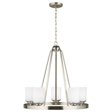 24 Inch 46.5W 5 LED Chandelier-Brushed Nickel Finish-Incandescent Lamping Type