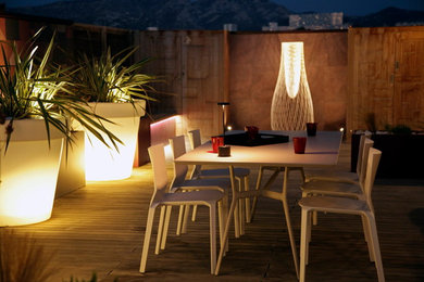 Idées déco pour une terrasse contemporaine.
