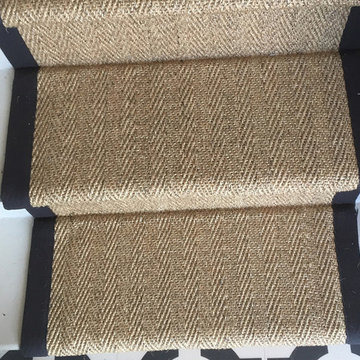 Installing herringbone carpet to stairs