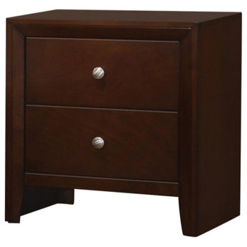 Wood Nightstand with 2 Drawers Rich Merlot
