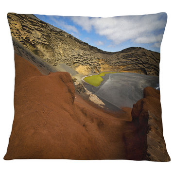 In El Golfo Lanzarote Spain Musk Pond Seashore Throw Pillow, 16"x16"