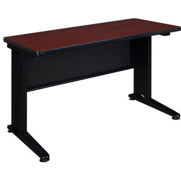 Transitional Desk, Metal Frame & Legs With Removable Cover for Wires, Mahogany