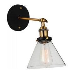 1 Light Wall Sconce With Black and Gold Brass finish