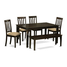 Caan6-Cap-C, 6-Piece Dining Table Set With Bench, Table and 4 Chairs