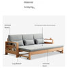 Solid Wood Sleeper Sofa, Beech Log Color Armrest Storage Sofa Bed 83.5x31.1-55.7x26.8" Beige