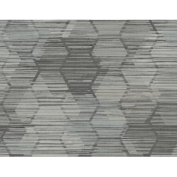 Jabari Charcoal Geometric Faux Grasscloth Wallpaper Bolt