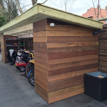 Hard wood terrace, driveway, walkway, facade, garden