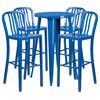 Flash Furniture 5 Piece 24" Round Metal Pub Set in Blue