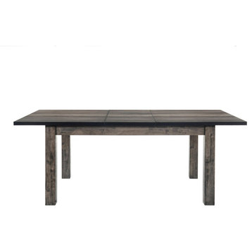 Rustic Dining Table, Straight Legs & Extendable Top for Extra Space, Gray Oak