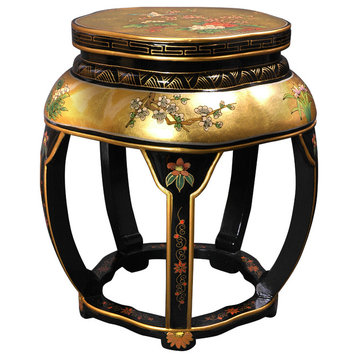 Lacquer Blossom Stool, Gold