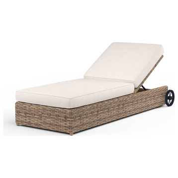 Havana Adjustable Chaise, Canvas Natural With Self Welt