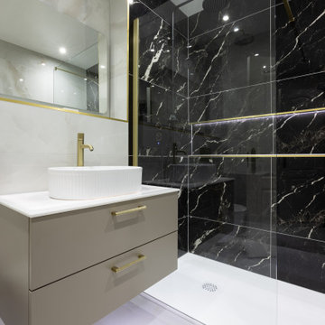 Onyx Bianco Marble-Effect and Kawala Nero Marble-Effect