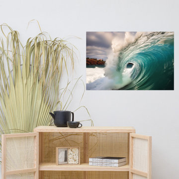 Aqua Embrace Realism Painting Coastal Wall Art Print