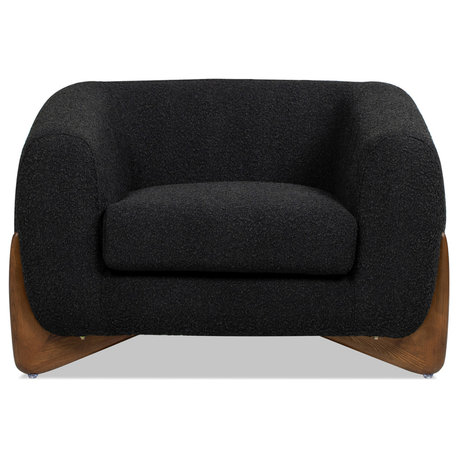Alpine 44" Sherpa Arm Chair, Ebony Black Boucle