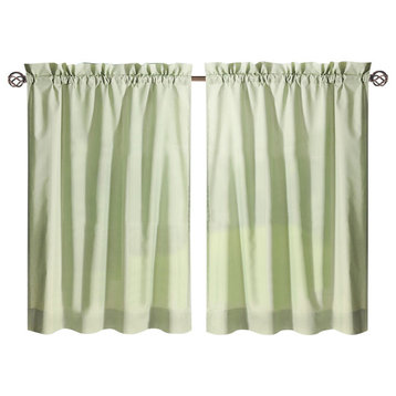 Ellis Curtain Stacey Tailored Tier Pair Curtains, Sage, 56"x24"