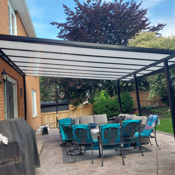 Black Patio Cover with Translucent Polycarbonate Sheets