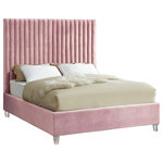 Meridian Furniture - Candace Velvet Upholstered Bed, Pink, Full - Elegant and eye-catching, the stunning Candace Bed from Meridian Furniture is the perfect addition to any bedroom. Rich velvet covers the deep Channel tufted design. Strength and beauty is guaranteed with a solid wood frame and acrylic legs.