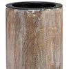 Wood, 10"h 2-tone Textured Candle Holder, Brown