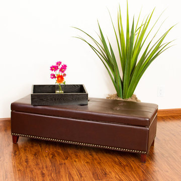Contemporary Living Space w/ Storage Ottoman