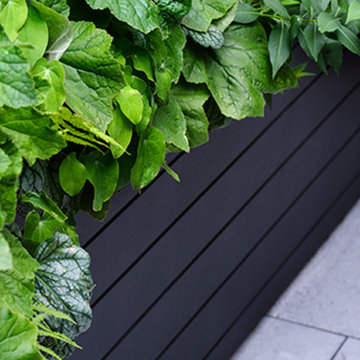 Black Grooved Aluminum Planters