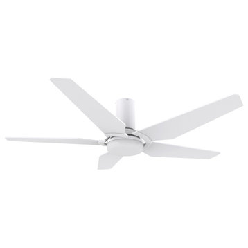 Woodrow 52" 5-Blade Flush Mount Smart Ceiling Fan, White
